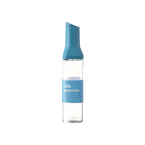 Glass Oil Dispenser Bottle with Auto-Open Spout, 500ml - Blue