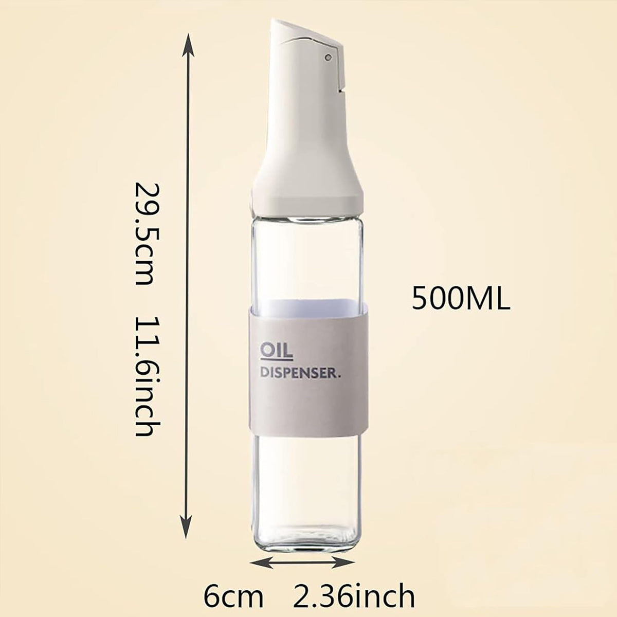 Glass Oil Dispenser Bottle with Auto-Open Spout, 500ml - Grey - view 4
