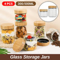 Glass Storage Jars with Bamboo Lids, Set of 4 - 300ml - view 2