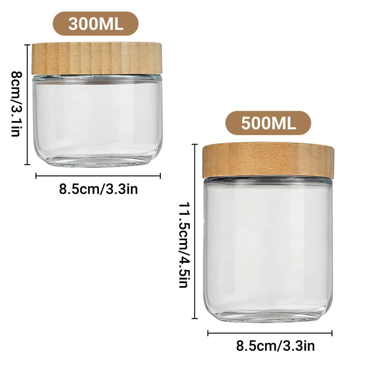 Glass Storage Jars with Bamboo Lids, Set of 4 - 300ml - view 4