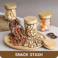 Glass Storage Jars with Bamboo Lids, Set of 4 - 300ml - view 5