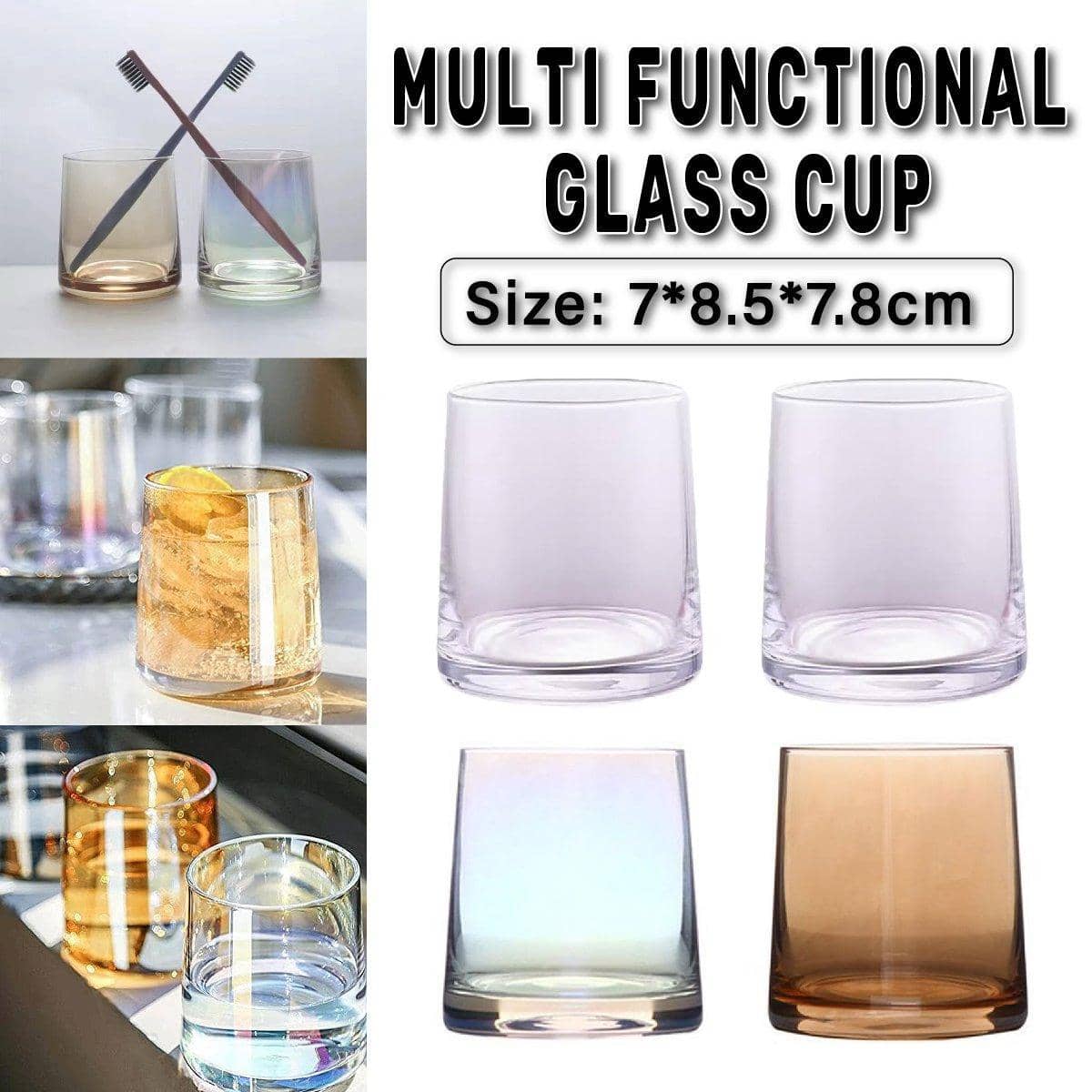 Glass Toothbrush Cups, Pack of 2 - Clear - view 2
