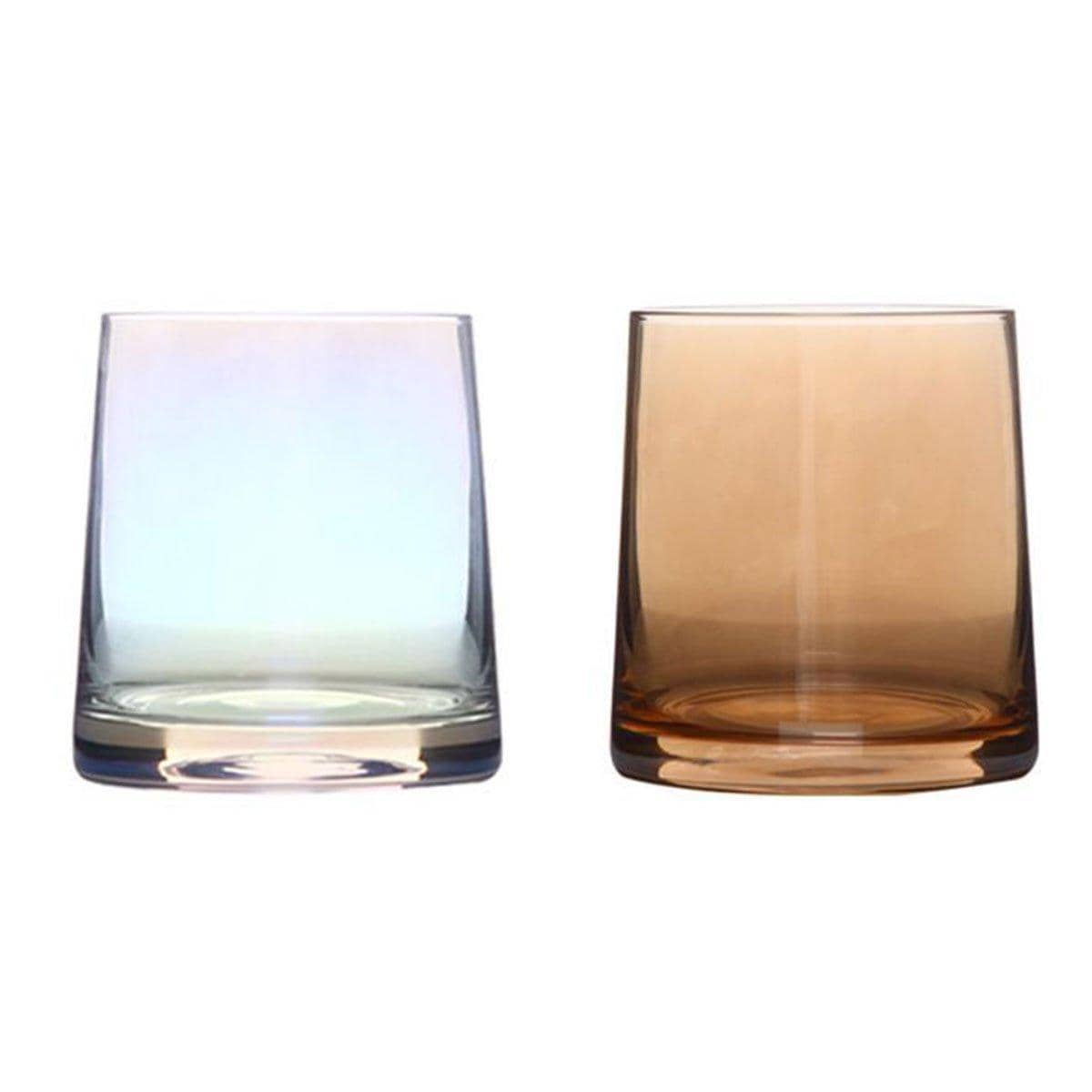 Glass Toothbrush Cups, Pack of 2 - Iridescent and Amber