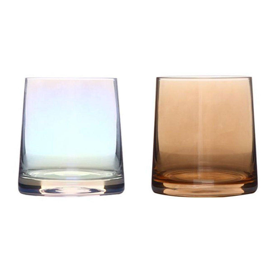 Glass Toothbrush Cups, Pack of 2 - Iridescent and Amber