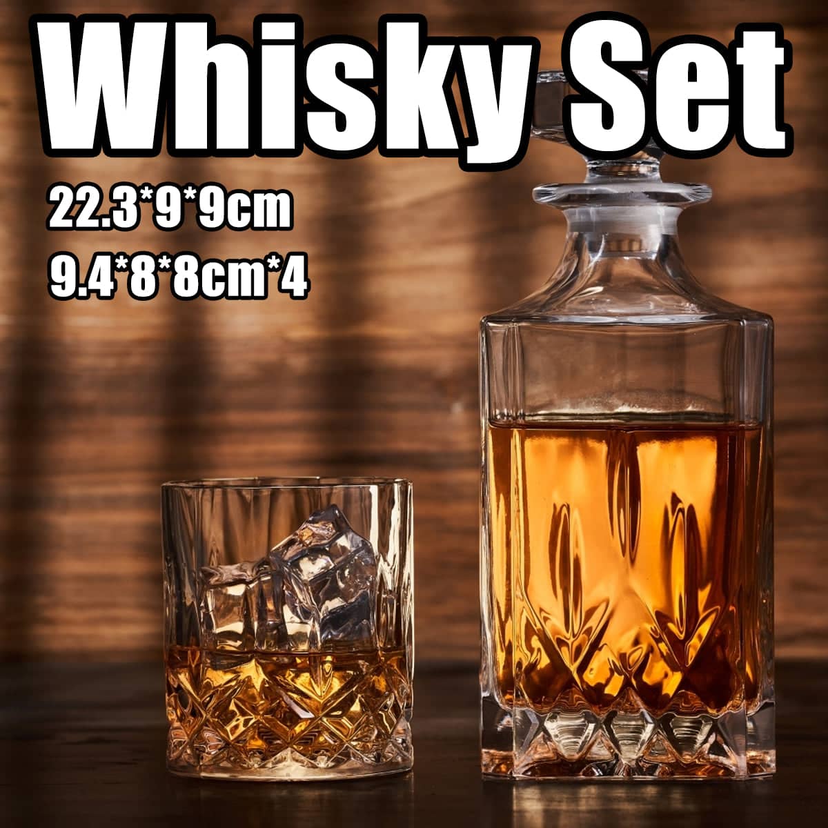 Glass Whisky and Wine Decanter Set with 4 Glasses for Home Bar