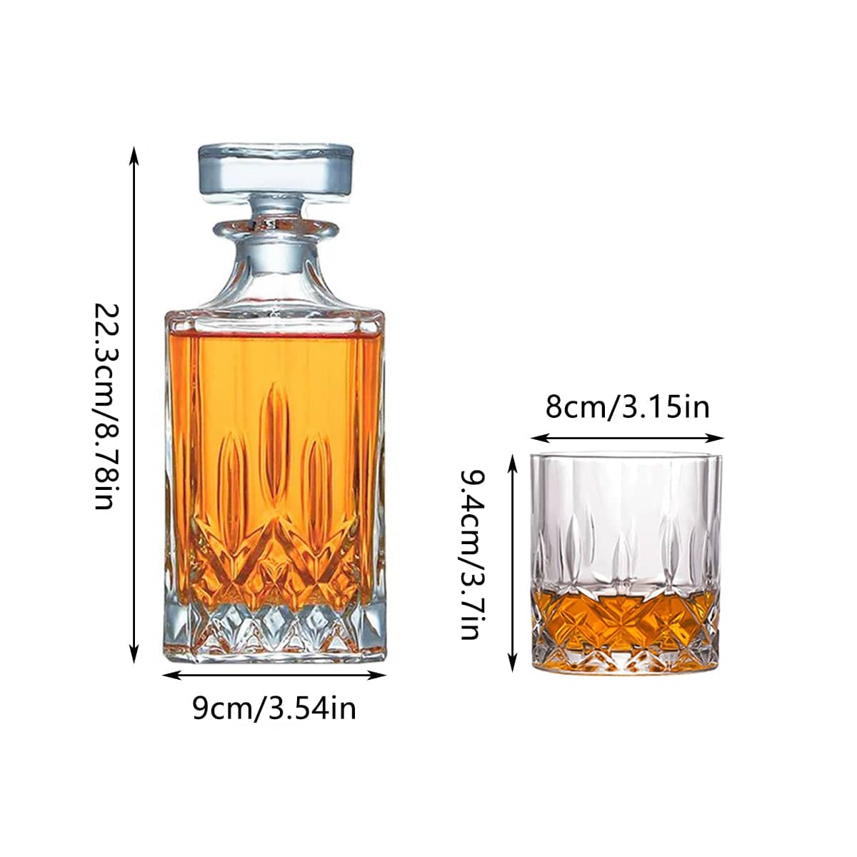 Glass Whisky and Wine Decanter Set with 4 Glasses for Home Bar - view 3