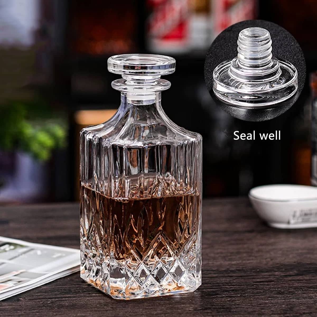 Glass Whisky and Wine Decanter Set with 4 Glasses for Home Bar - view 5