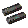 Glasses Cases, PU Leather, Geometric Pattern, Pack of 2 - Black