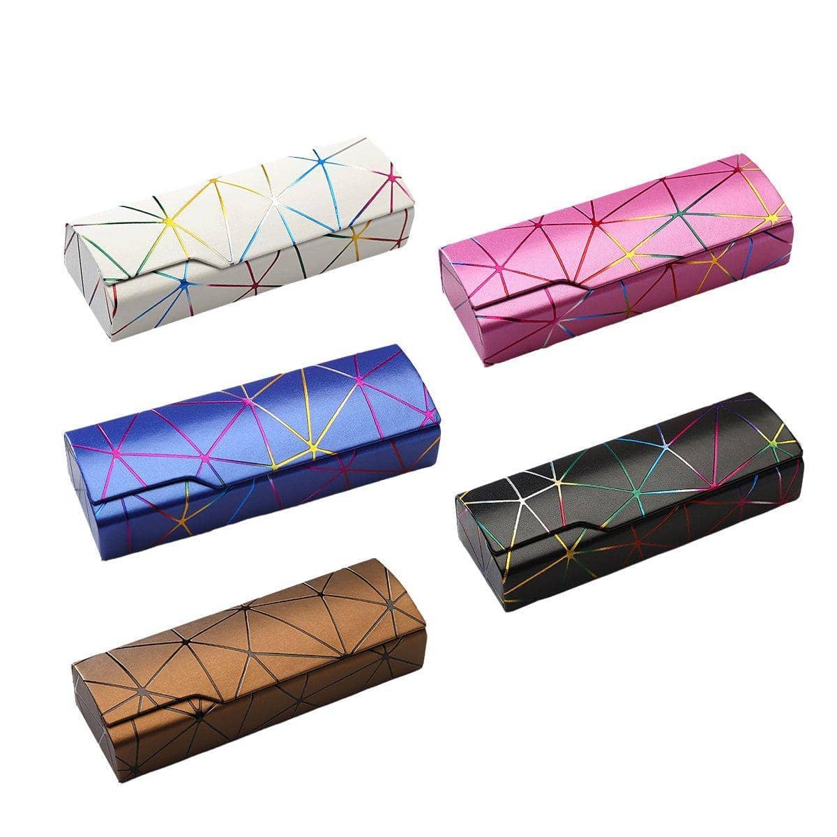 Glasses Cases, PU Leather, Geometric Pattern, Pack of 2 - Black - view 3
