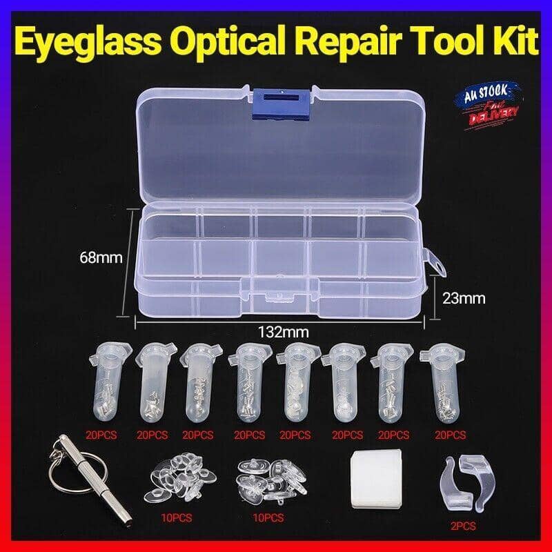 Glasses Repair Kit, Screws, Nuts and Nose Pads Set