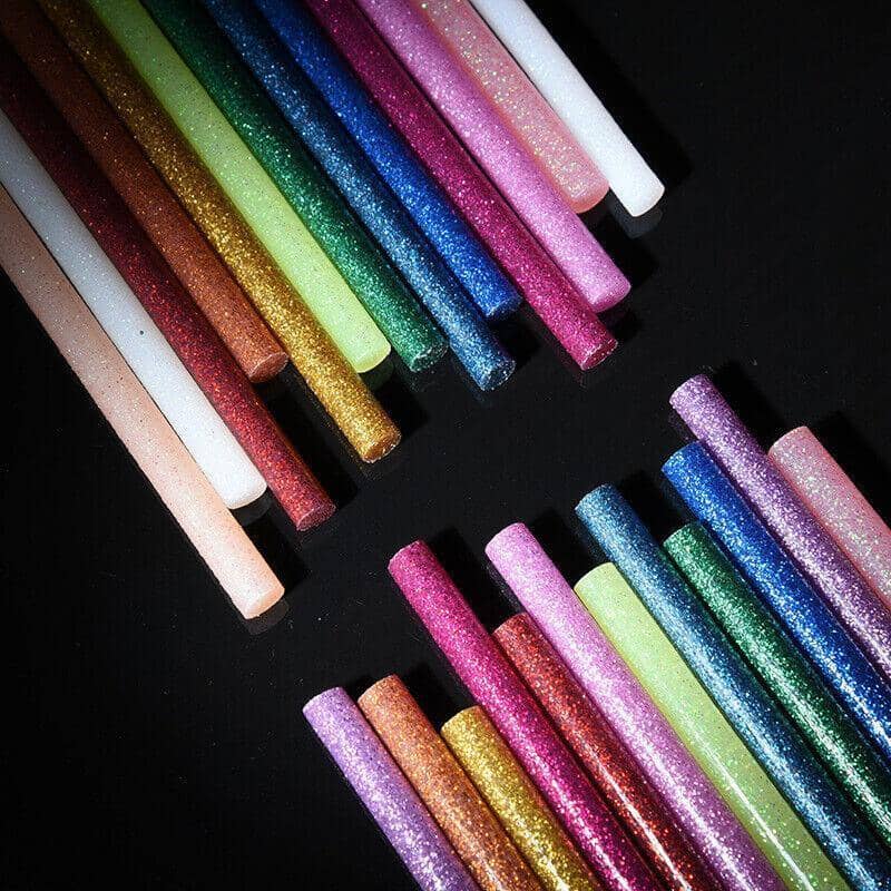 Glitter Hot Melt Glue Sticks, 7mm x 100mm - Assorted Colours, Pack of 50 - view 3