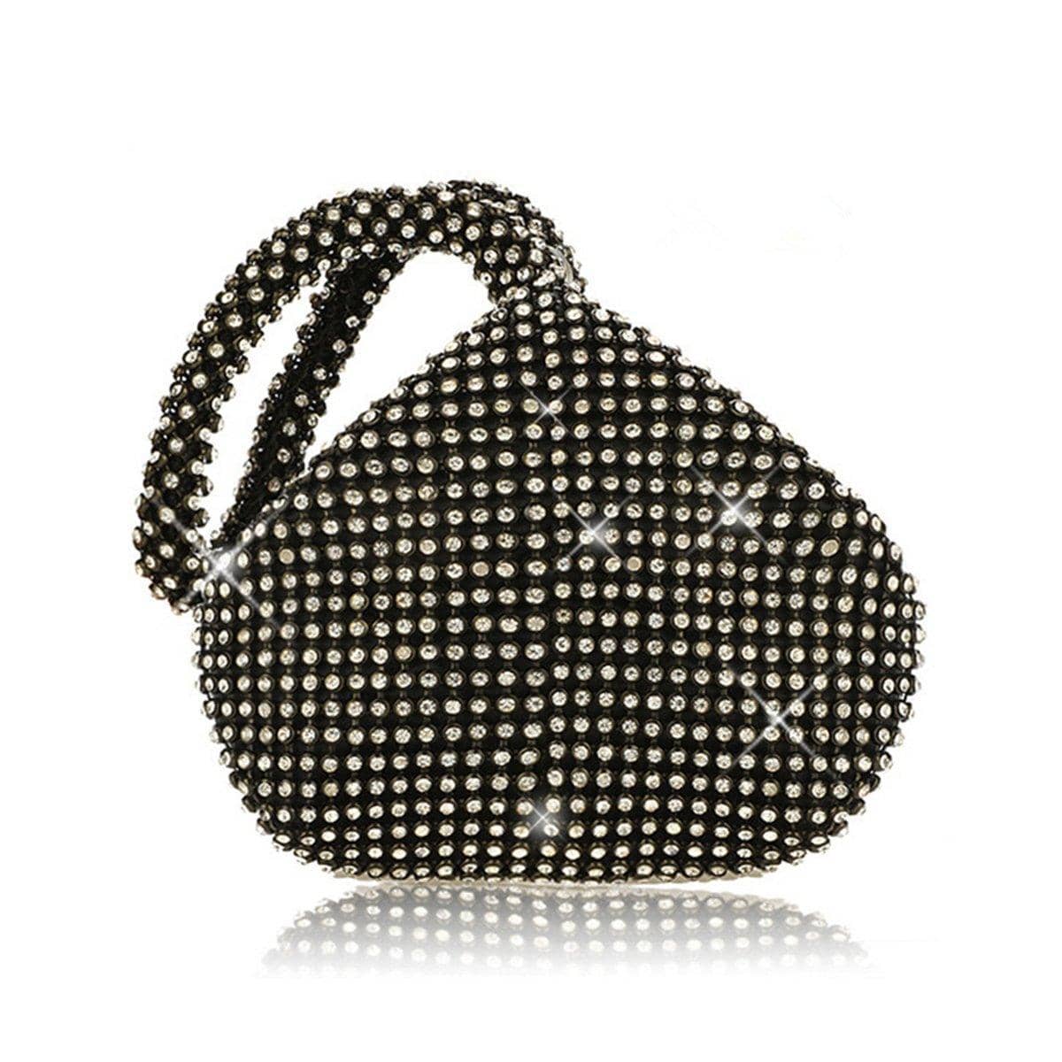 Glitter Triangle Evening Clutch Bag - Black