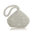 Glitter Triangle Evening Clutch Bag - Silver
