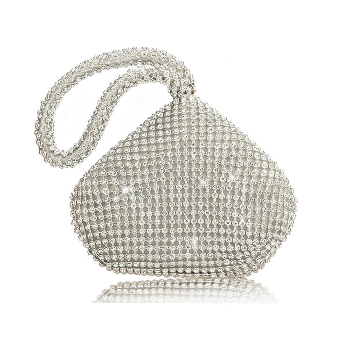 Glitter Triangle Evening Clutch Bag - Silver