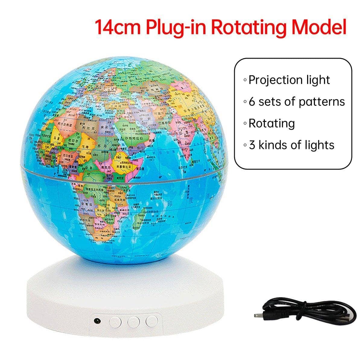 Globe Night Light 14 cm with Star Projection - Rotating, Plug-In