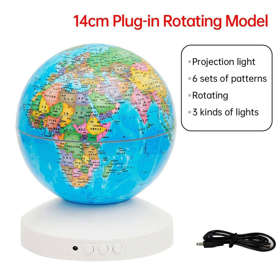 Globe Night Light 14 cm with Star Projection - Rotating, Plug-In