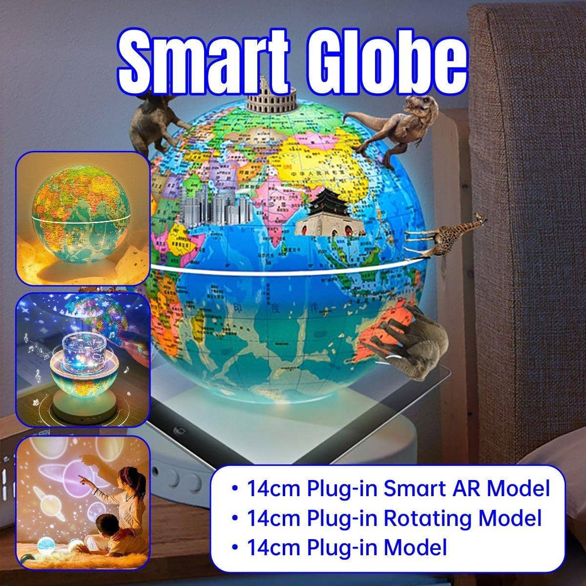 Globe Night Light 14 cm with Star Projection - Rotating, Plug-In - view 2