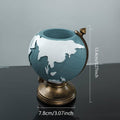 Globe Pen Holder Desk Organiser, Blue Resin Office Storage Stand and Decor Ornament - view 3