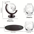 Globe Wine Decanter Set with Two Whisky Glasses and Wooden Stand - view 3