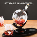 Globe Wine Decanter Set with Two Whisky Glasses and Wooden Stand - view 4
