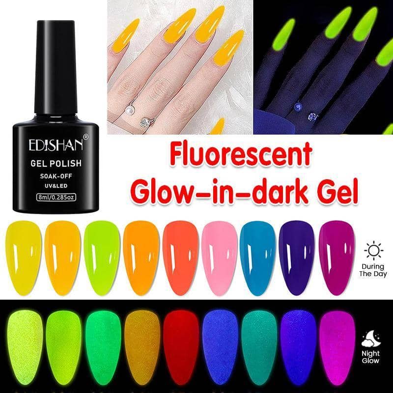 Glow in the Dark Gel Nail Polish 8ml - Neon Pink - view 2