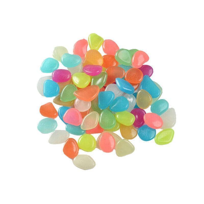 Glow in the Dark Pebbles, Pack of 100 - Multicolour Mix
