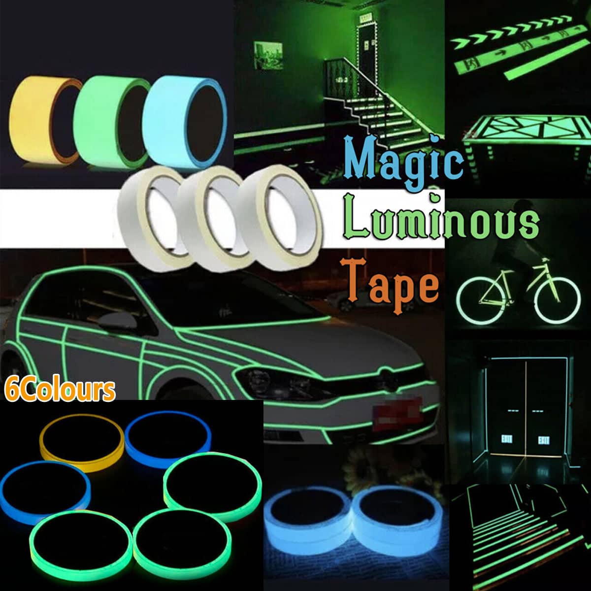 Glow in the Dark Self-Adhesive Luminous Tape 2cm x 3m - Blue - view 3