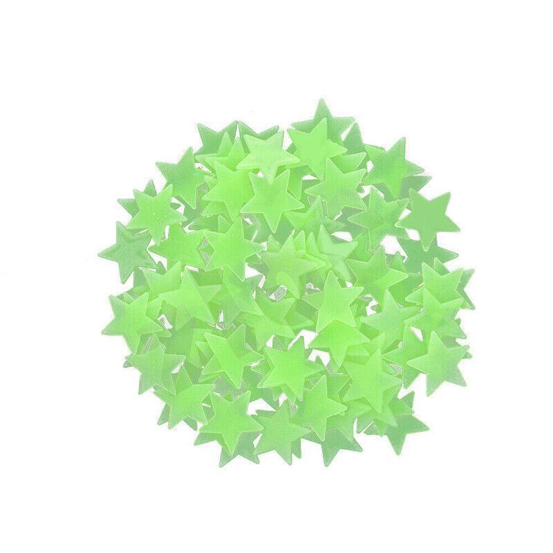 Glow in the Dark Star Wall Stickers, Pack of 100 - Green