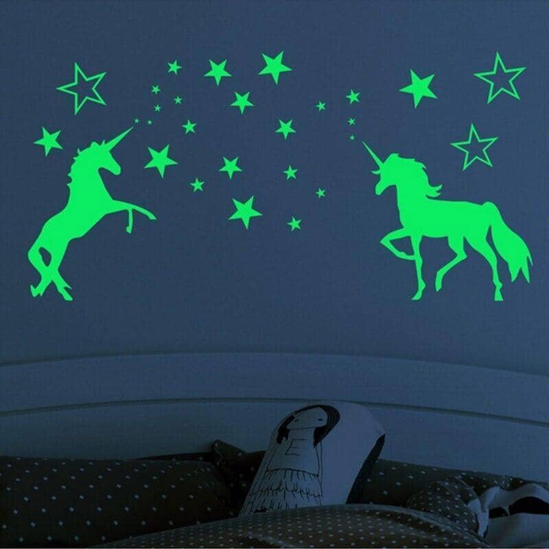 Glow in the Dark Unicorn Wall Stickers, Green, 20 x 30 cm - view 3
