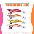 Glow Squid Jig Lures with Stainless Steel Hooks for Calamari - Pack of 4, Assorted Colours