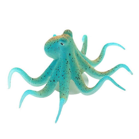 Glowing Silicone Octopus Aquarium Ornament - Blue