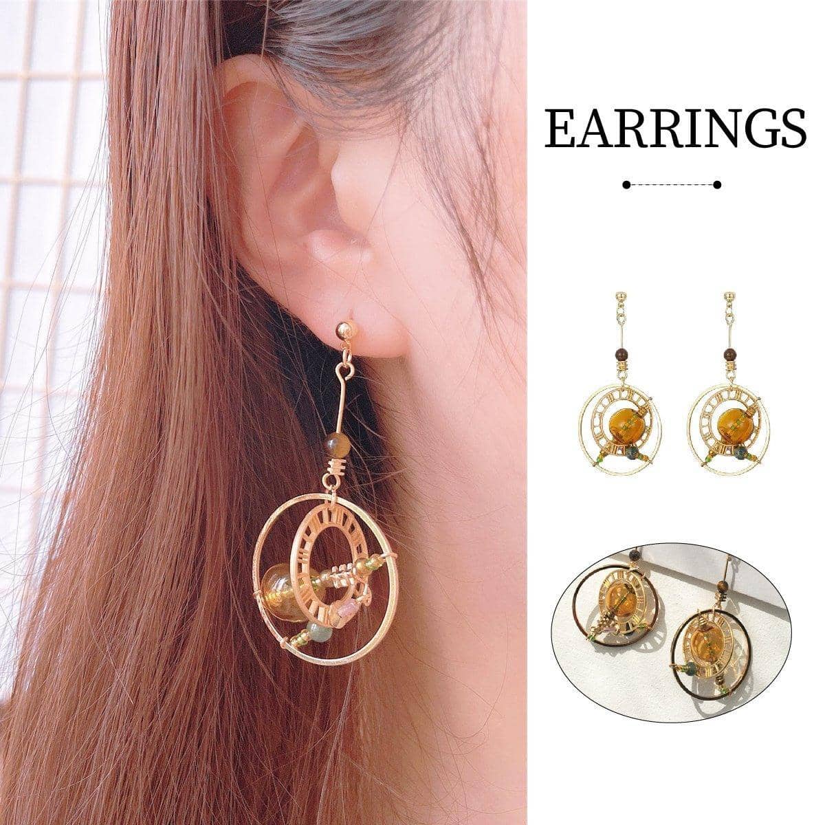 Gold Abstract Geometric Bubble Earrings, Handmade Industrial Style