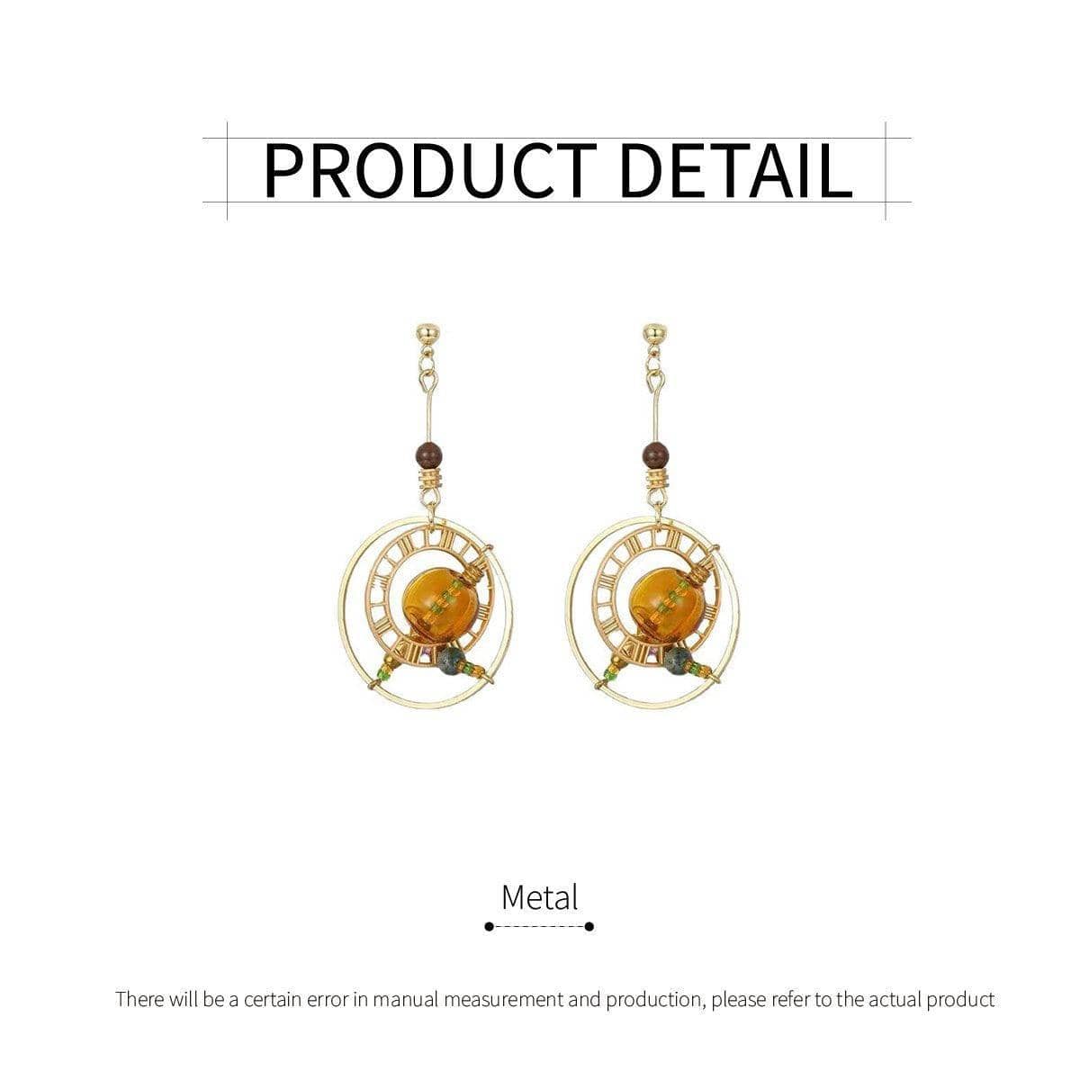 Gold Abstract Geometric Bubble Earrings, Handmade Industrial Style - view 3