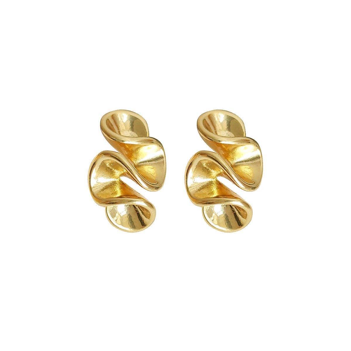 Gold Abstract Stud Earrings, Copper Alloy for Women - view 2