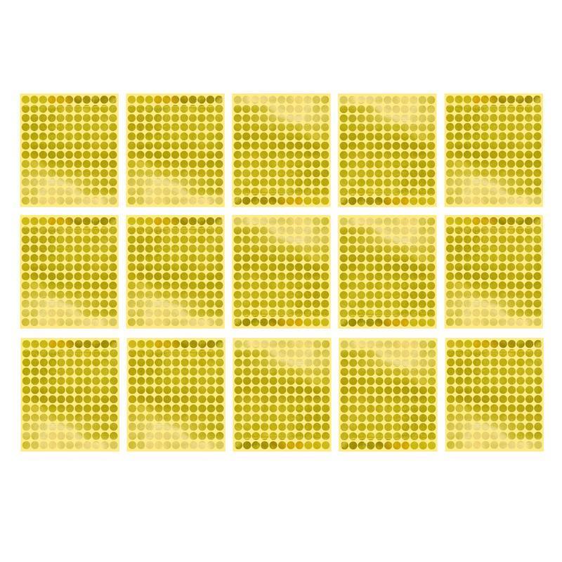 Gold Adhesive Sticker Dots 13mm, 132 Dots, 15 Sheets - Round Labels