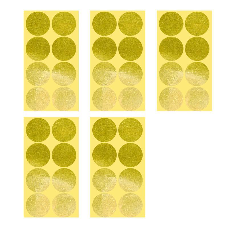 Gold Adhesive Sticker Dots 50mm, 8 Dots, 5 Sheets - Round Labels