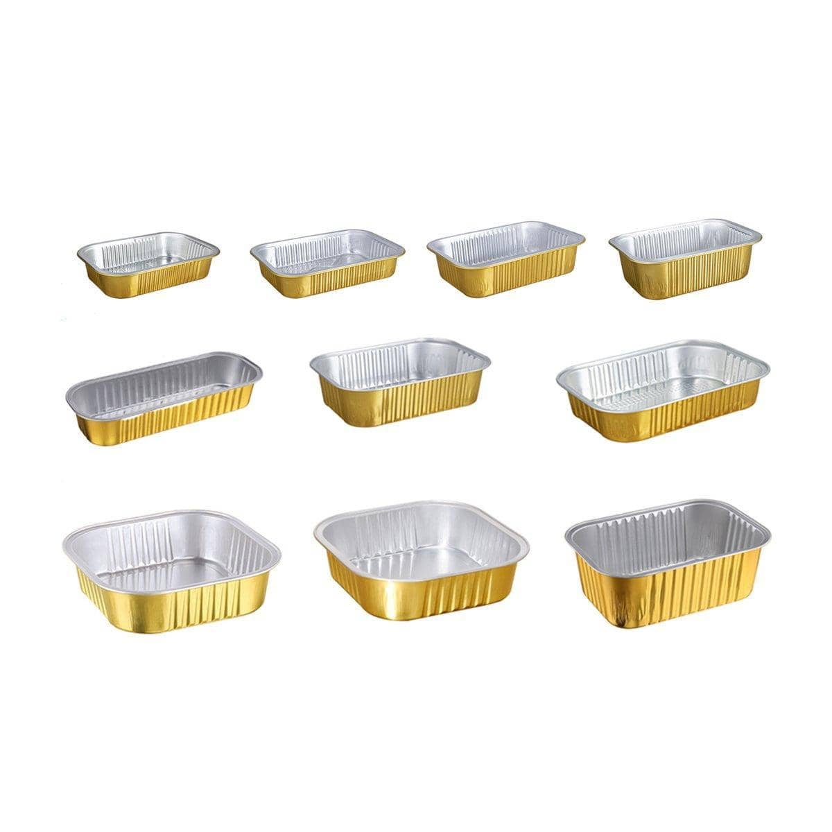 Gold Aluminium Foil Food Boxes with Plastic Lids - 200 ml, Pack of 50 - view 3