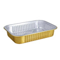 Gold Aluminium Foil Food Boxes with Plastic Lids - 580 ml, Pack of 50