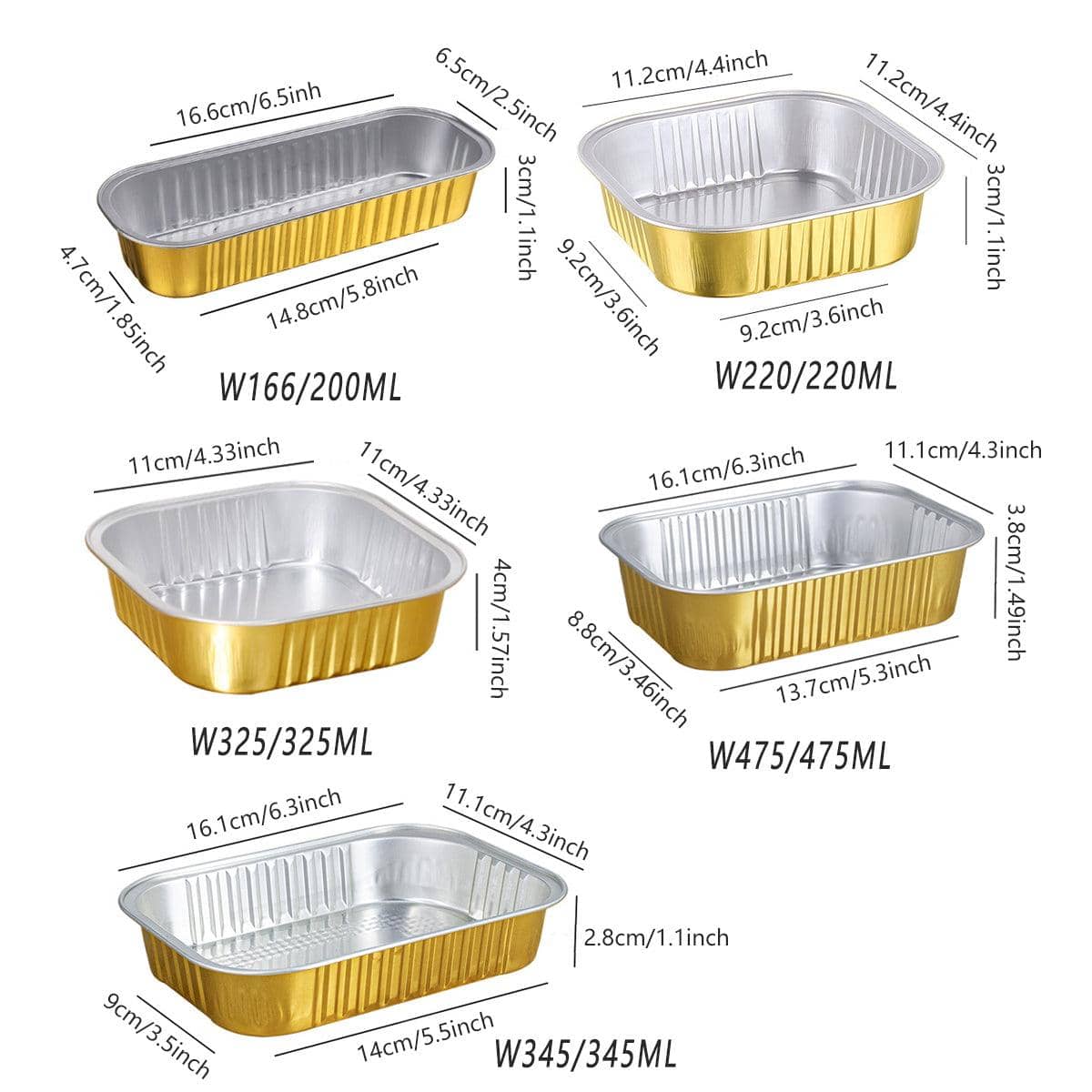 Gold Aluminium Foil Food Boxes with Plastic Lids - 750 ml, Pack of 50 - view 4