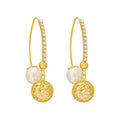 Gold Ball Hook Earrings for Women - Long Gold-Tone Hooks with Sparkling Stones