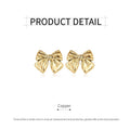 Gold Bow Stud Earrings for Women, Simple Elegant Fashion Jewellery - view 3