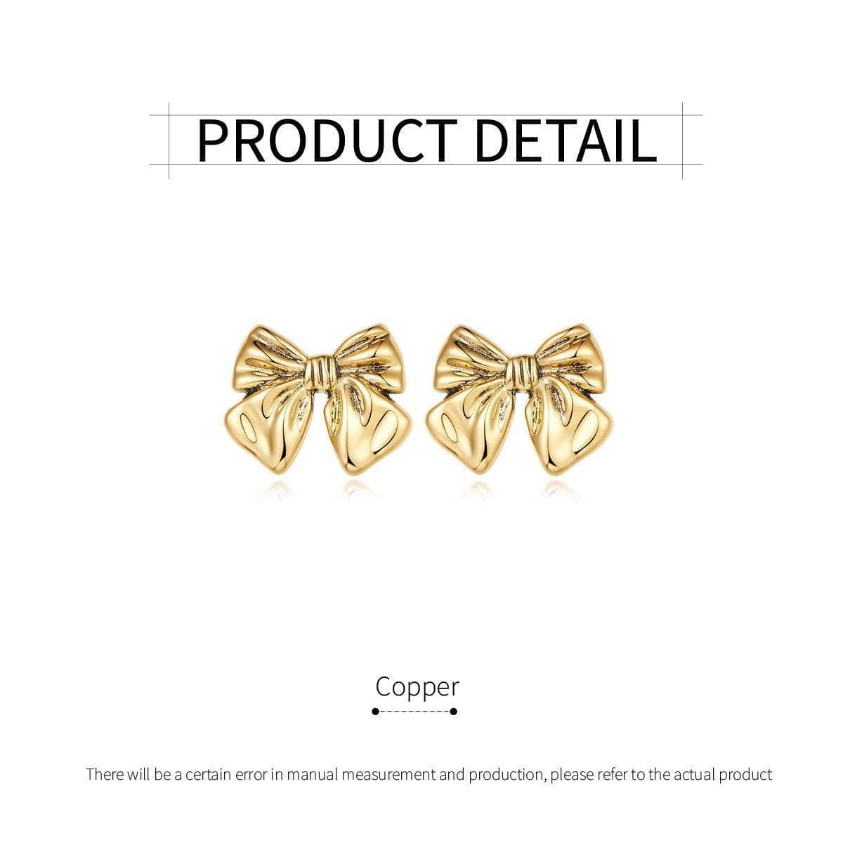 Gold Bow Stud Earrings for Women, Simple Elegant Fashion Jewellery - view 3