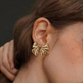 Gold Bow Stud Earrings for Women, Simple Elegant Fashion Jewellery - view 5