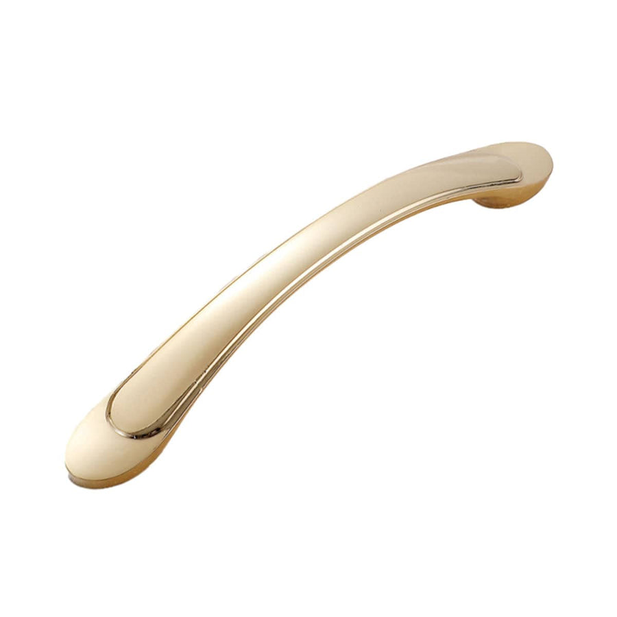 Gold Cabinet Pull Handle, Smooth Arched Design, Pure Copper - 128 mm Hole Spacing