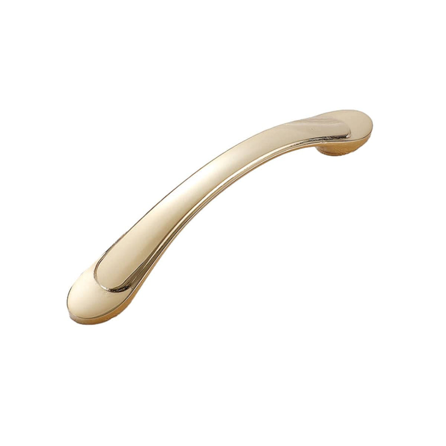 Gold Cabinet Pull Handle, Smooth Arched Design, Pure Copper - 96 mm Hole Spacing