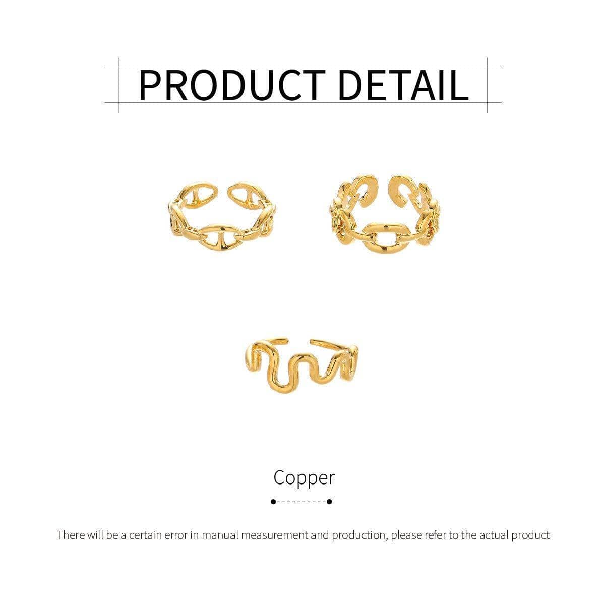 Gold Chain Link Ring for Women - Style 3, Size 7 - view 4