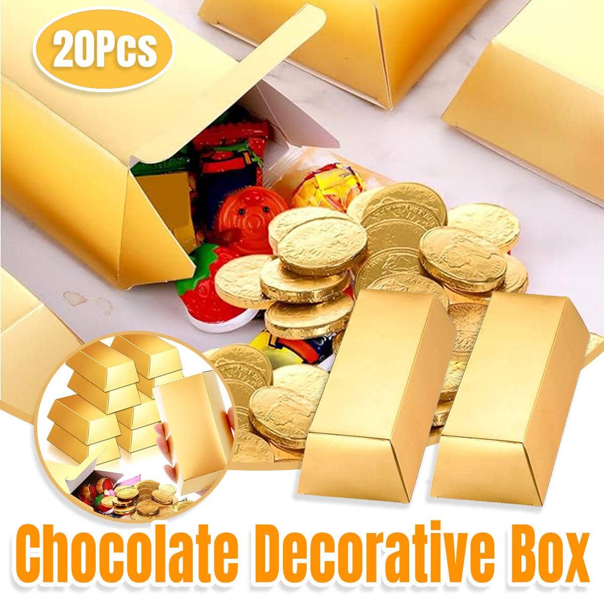 Gold Chocolate Candy Boxes, Pack of 20 - Size L (14 x 8 x 4 cm) - view 2