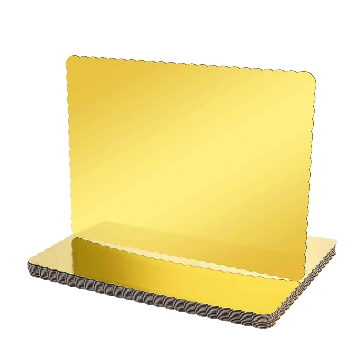 Gold Corrugated Cake Base Board, Rectangle with Wavy Edge for Bakery Display