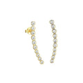 Gold Curved Row Zircon Stud Earrings for Women, Sparkling Everyday Jewellery - view 2