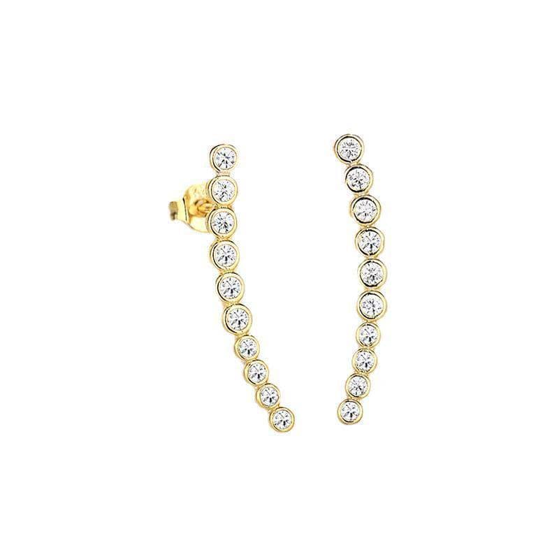 Gold Curved Row Zircon Stud Earrings for Women, Sparkling Everyday Jewellery - view 2
